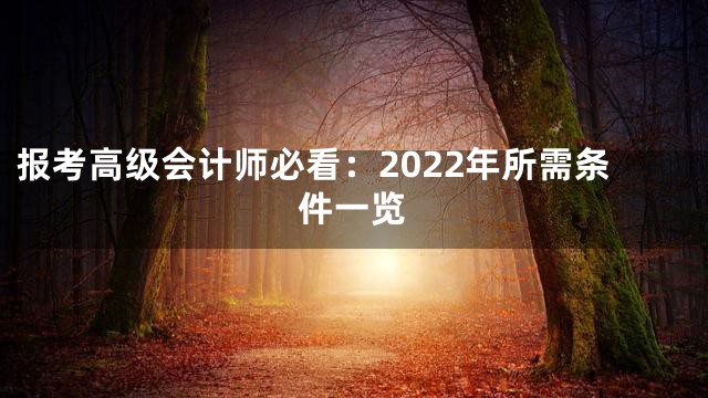 报考高级会计师必看：2022年所需条件一览