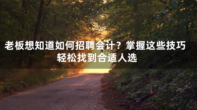老板想知道如何招聘会计？掌握这些技巧轻松找到合适人选