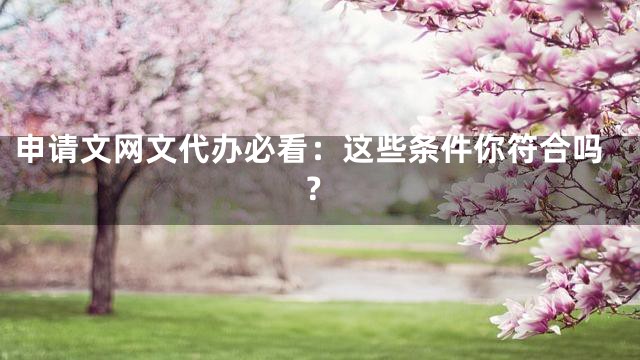 申请文网文代办必看：这些条件你符合吗？
