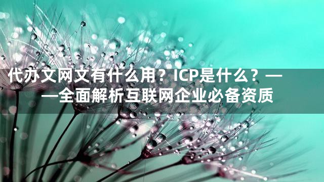 代办文网文有什么用？ICP是什么？——全面解析互联网企业必备资质