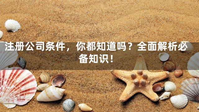 注册公司条件，你都知道吗？全面解析必备知识！