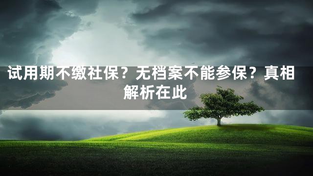 试用期不缴社保？无档案不能参保？真相解析在此