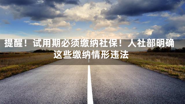提醒！试用期必须缴纳社保！人社部明确这些缴纳情形违法
