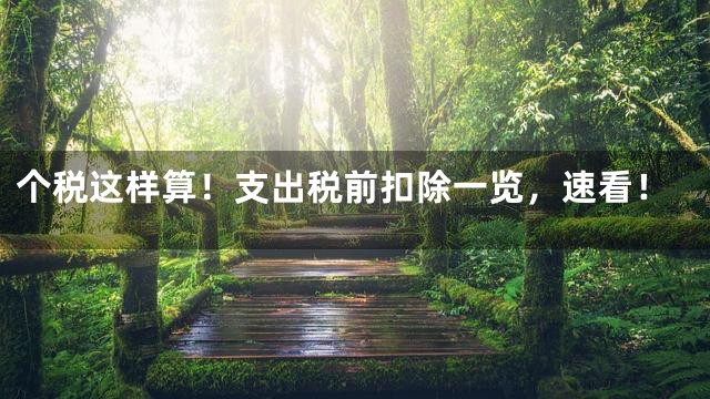 个税这样算！支出税前扣除一览，速看！
