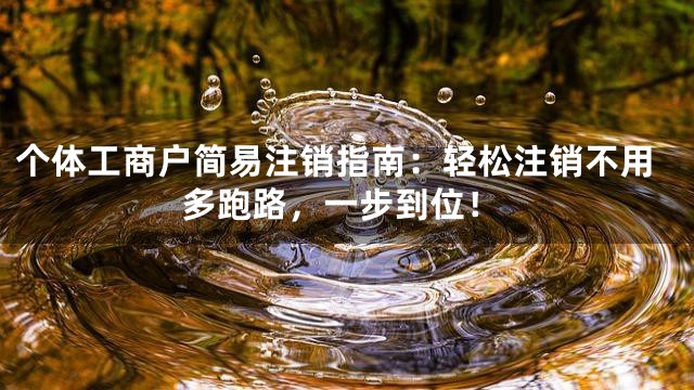 个体工商户简易注销指南：轻松注销不用多跑路，一步到位！