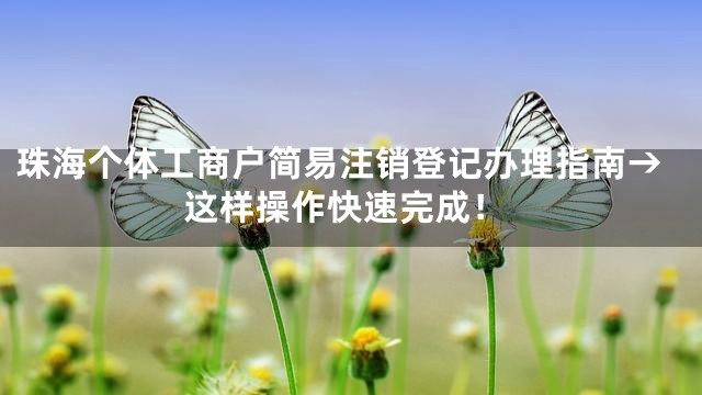 珠海个体工商户简易注销登记办理指南→这样操作快速完成！
