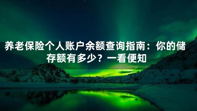 养老保险个人账户余额查询指南：你的储存额有多少？一看便知
