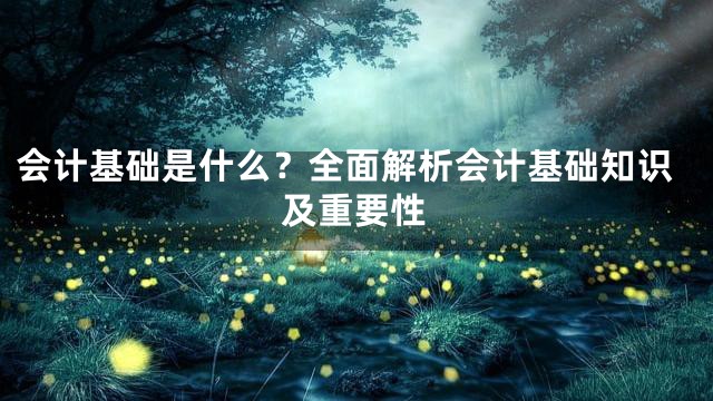 会计基础是什么？全面解析会计基础知识及重要性