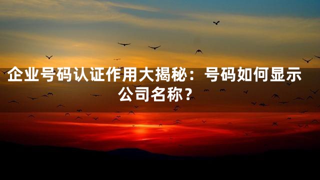 企业号码认证作用大揭秘：号码如何显示公司名称？