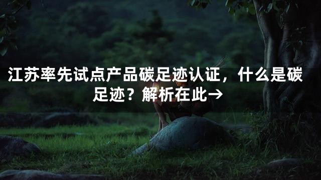 江苏率先试点产品碳足迹认证，什么是碳足迹？解析在此→