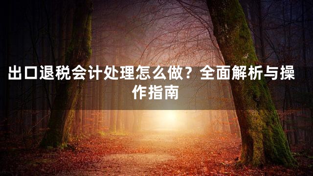 出口退税会计处理怎么做？全面解析与操作指南