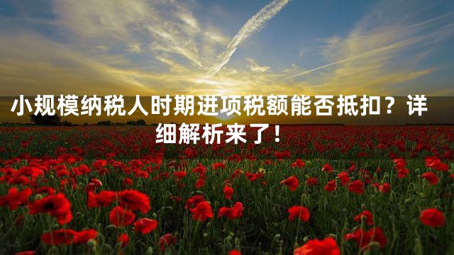 小规模纳税人时期进项税额能否抵扣？详细解析来了！