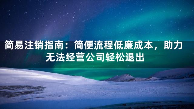 简易注销指南：简便流程低廉成本，助力无法经营公司轻松退出