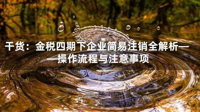 干货：金税四期下企业简易注销全解析——操作流程与注意事项