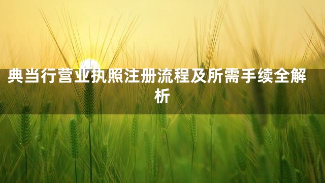 典当行营业执照注册流程及所需手续全解析