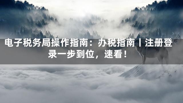 电子税务局操作指南：办税指南丨注册登录一步到位，速看！