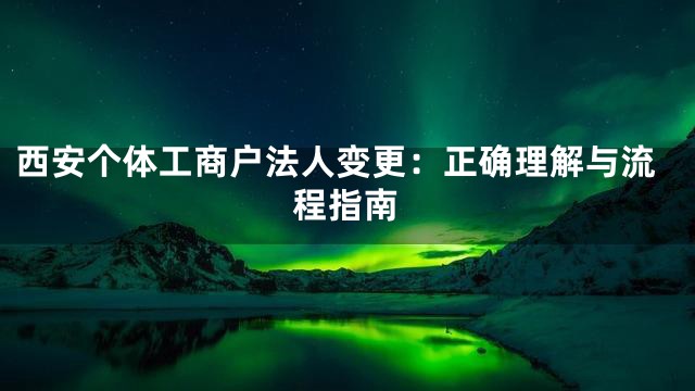 西安个体工商户法人变更：正确理解与流程指南