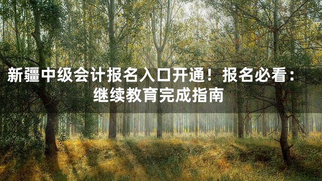 新疆中级会计报名入口开通！报名必看：继续教育完成指南