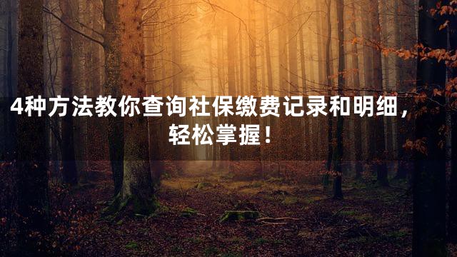 4种方法教你查询社保缴费记录和明细，轻松掌握！