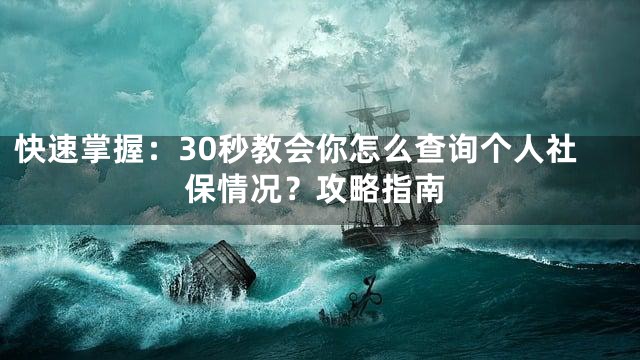 快速掌握：30秒教会你怎么查询个人社保情况？攻略指南