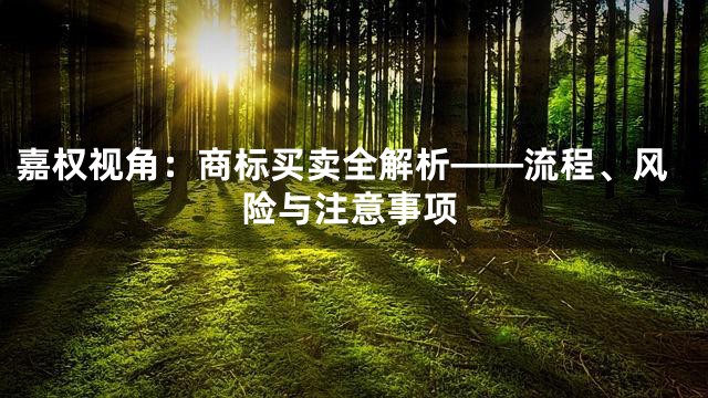 嘉权视角：商标买卖全解析——流程、风险与注意事项