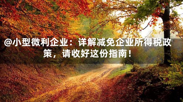 @小型微利企业：详解减免企业所得税政策，请收好这份指南！
