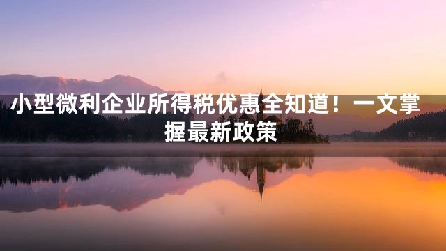 小型微利企业所得税优惠全知道！一文掌握最新政策