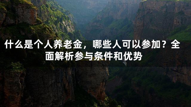 什么是个人养老金，哪些人可以参加？全面解析参与条件和优势