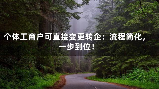 个体工商户可直接变更转企：流程简化，一步到位！