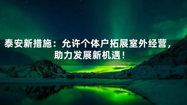 泰安新措施：允许个体户拓展室外经营，助力发展新机遇！