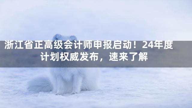 浙江省正高级会计师申报启动！24年度计划权威发布，速来了解