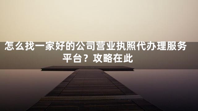 怎么找一家好的公司营业执照代办理服务平台？攻略在此