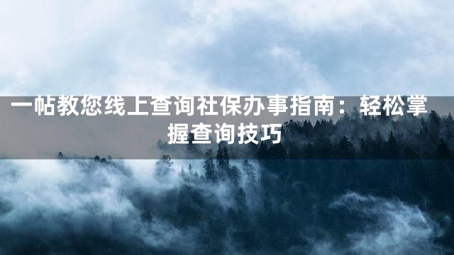 一帖教您线上查询社保办事指南：轻松掌握查询技巧