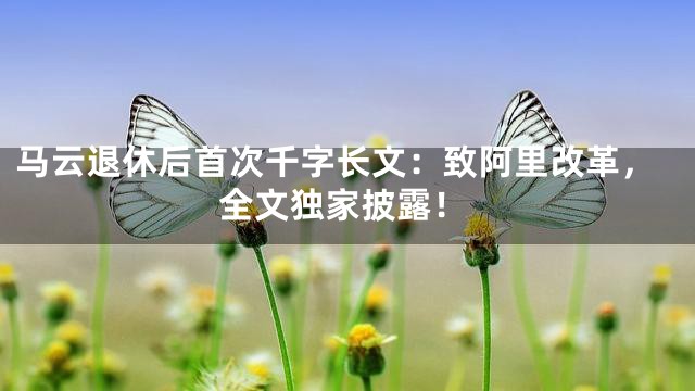 马云退休后首次千字长文：致阿里改革，全文独家披露！