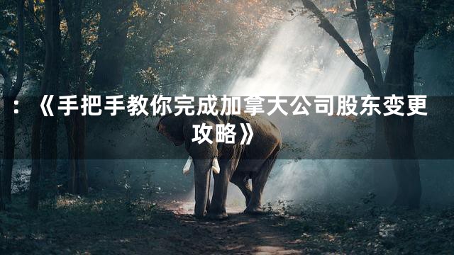 ：《手把手教你完成加拿大公司股东变更攻略》