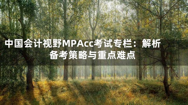 中国会计视野MPAcc考试专栏：解析备考策略与重点难点