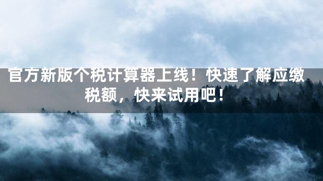 官方新版个税计算器上线！快速了解应缴税额，快来试用吧！
