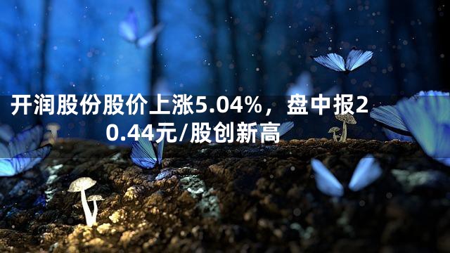 开润股份股价上涨5.04%，盘中报20.44元/股创新高