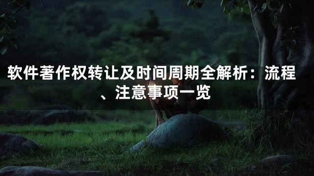 软件著作权转让及时间周期全解析：流程、注意事项一览