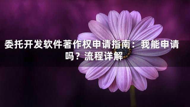 委托开发软件著作权申请指南：我能申请吗？流程详解