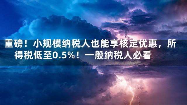 重磅！小规模纳税人也能享核定优惠，所得税低至0.5%！一般纳税人必看