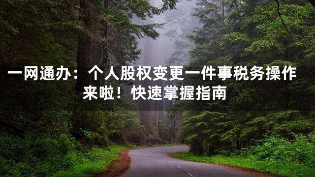 一网通办：个人股权变更一件事税务操作来啦！快速掌握指南