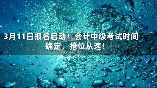 3月11日报名启动！会计中级考试时间确定，抢位从速！