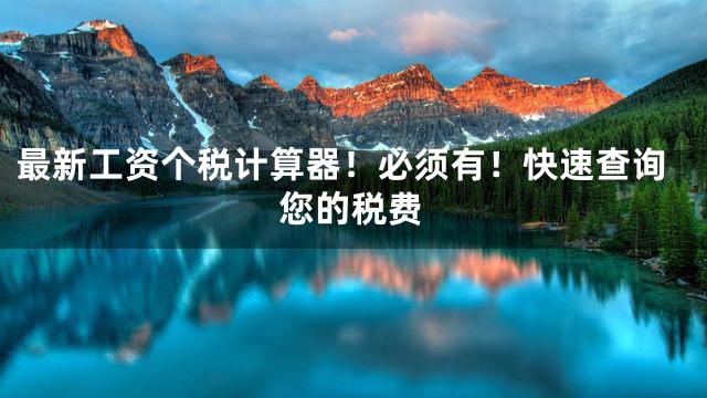 最新工资个税计算器！必须有！快速查询您的税费