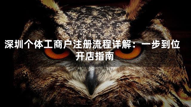 深圳个体工商户注册流程详解：一步到位开店指南