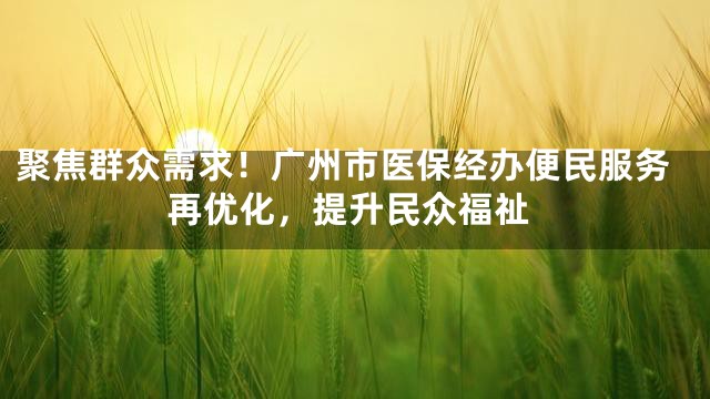 聚焦群众需求！广州市医保经办便民服务再优化，提升民众福祉