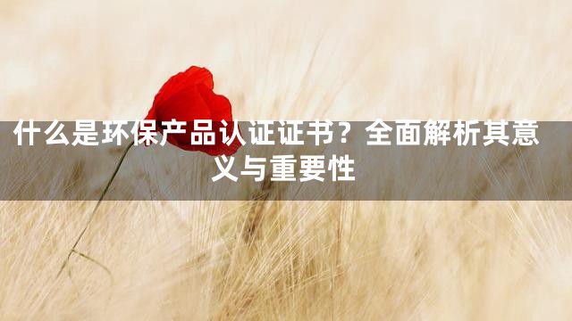 什么是环保产品认证证书？全面解析其意义与重要性