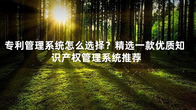 专利管理系统怎么选择？精选一款优质知识产权管理系统推荐