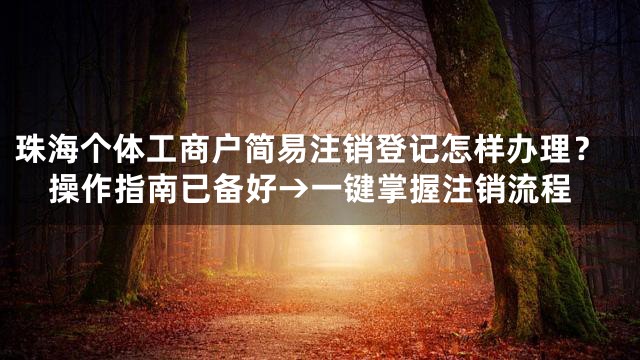 珠海个体工商户简易注销登记怎样办理？操作指南已备好→一键掌握注销流程