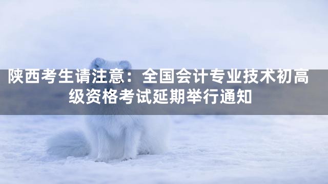 陕西考生请注意：全国会计专业技术初高级资格考试延期举行通知